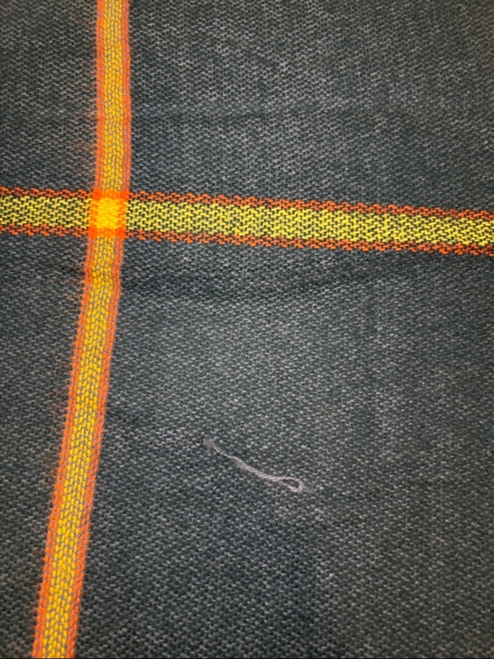 Echo Plaid Scarf Navy Yellow Tartan Fringe Wrap - Picture 5 of 12